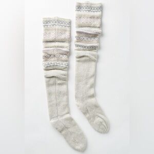 Anthropologie Lemon Fair Isle Over-The-Knee Socks